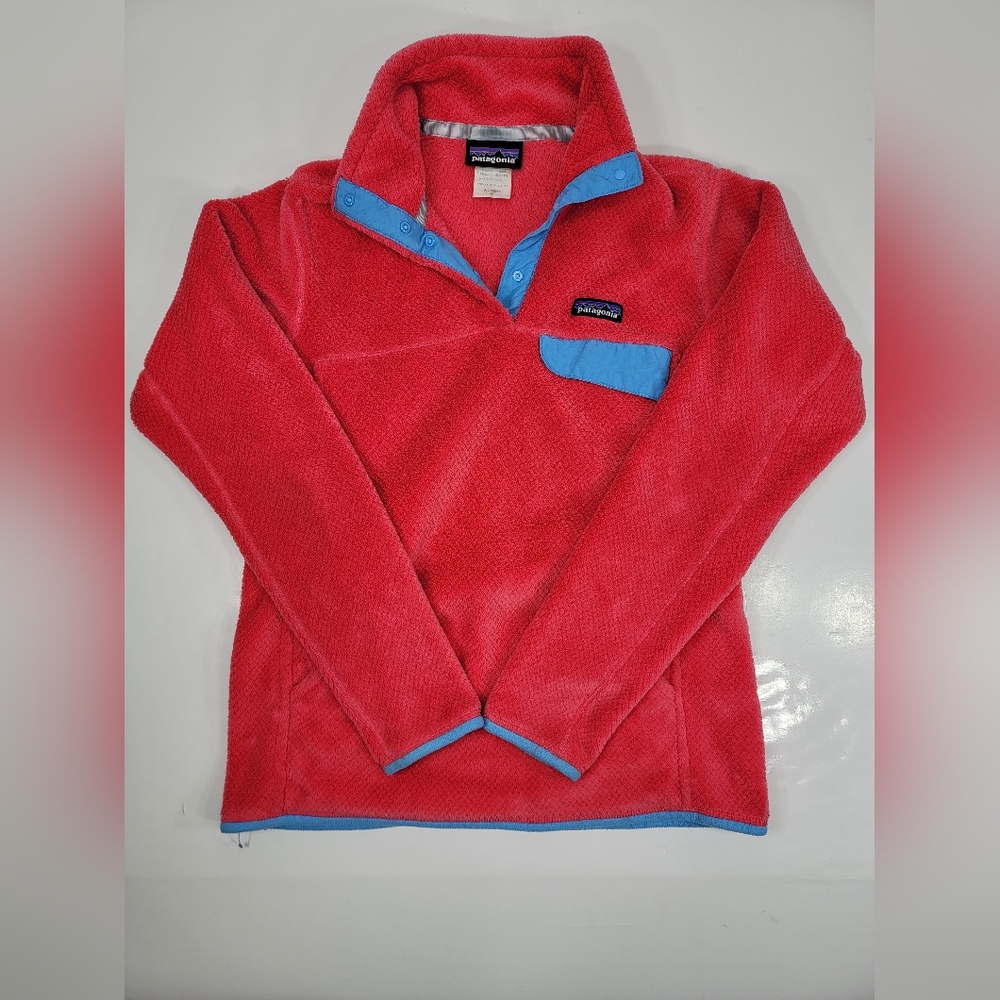 Patagonia Retool Polartec Snap T Pullover Fleece Sweater Womens M Coral Pink